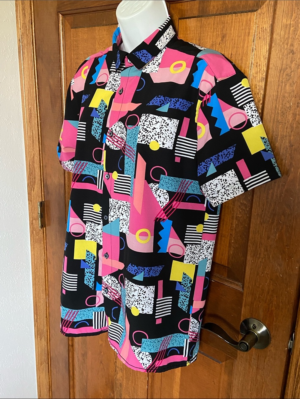 Drill Clothing Company Oh Snap Stretch Retro Geometric Button Down Shirt Small - Picture 4 of 10